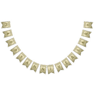 ☆ ANNIVERSARY Gold Heart Glitzer Wimpelkette