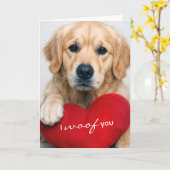 Anniversary Golden Retriever With Red Heart Pillow Karte (Gelbe Blume)