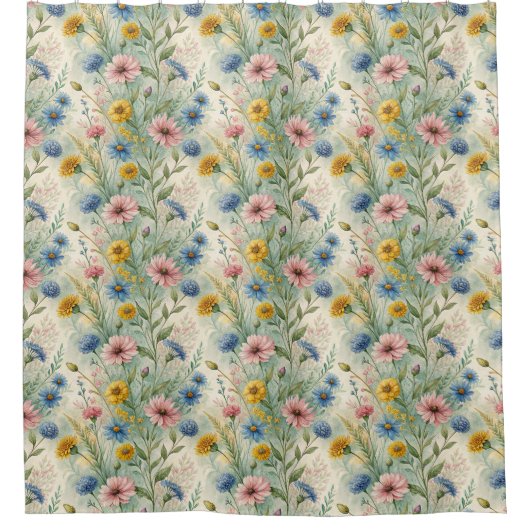Anniversary Home Gift Pastel Wildflower Curtain Duschvorhang (Vorderseite)