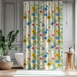 Anniversary Home Gift Pastel Wildflower Curtain Duschvorhang