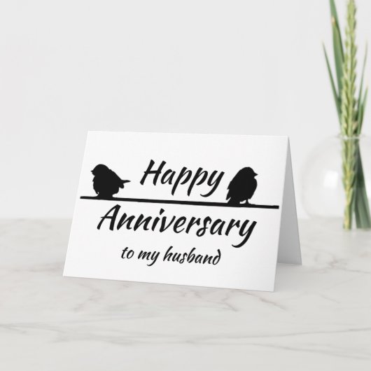 Anniversary Husband Fun Romantic Birds Silhouette Karte (Vorderseite)