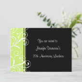 Anniversary Lunch Einladungen Grün Schwarz (Stehend Vorderseite)