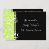 Anniversary Lunch Einladungen Grün Schwarz (Vorne/Hinten)