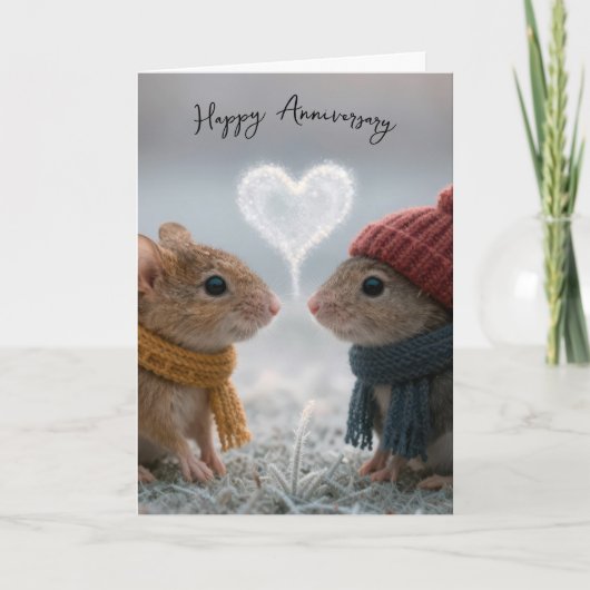Anniversary Mice With a Frosty Heart Karte (Vorderseite)