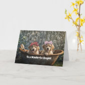 Anniversary of Wedding Cute Dogs in a Tub  Karte (Gelbe Blume)