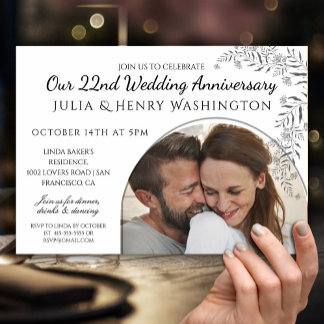Anniversary Photo Arch Black & White Romantic Einladung