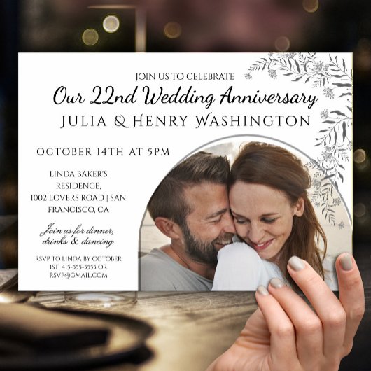 Anniversary Photo Arch Black & White Romantic Einladung