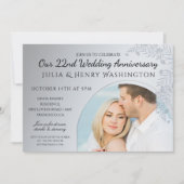 Anniversary Photo Arch Dusty Blue  Elegant Einladung (Vorderseite)