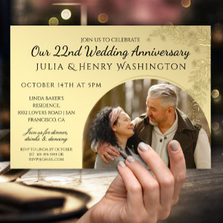 Anniversary Photo Arch Gold Romantic Einladung