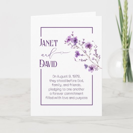 Anniversary Purple Flowering Branch Karte (Vorderseite)