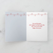 Anniversary Queen of Hearts On White Satin Fabric Karte (Innenseite)