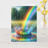Anniversary Rainbow Splashing In a Puddle Karte (Gelbe Blume)