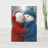Anniversary Snowman Couple in Snowflakes Karte (Vorderseite)