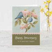 Anniversary to a Special Couple Floral Blue Bird Karte (Gelbe Blume)