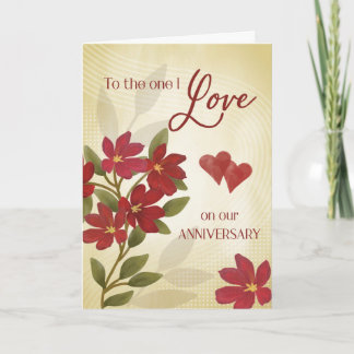 Anniversary to the one I Love Red Floral Collage Karte