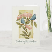 Anniversary Watercolor Blue Birds and Flowers Karte (Vorderseite)