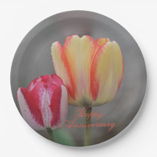 Annivsersary Tulip Paper Plate Pappteller