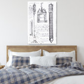 Annotierte Illustration von Pendent, Diagonal Leinwanddruck (Insitu (Schlafzimmer))