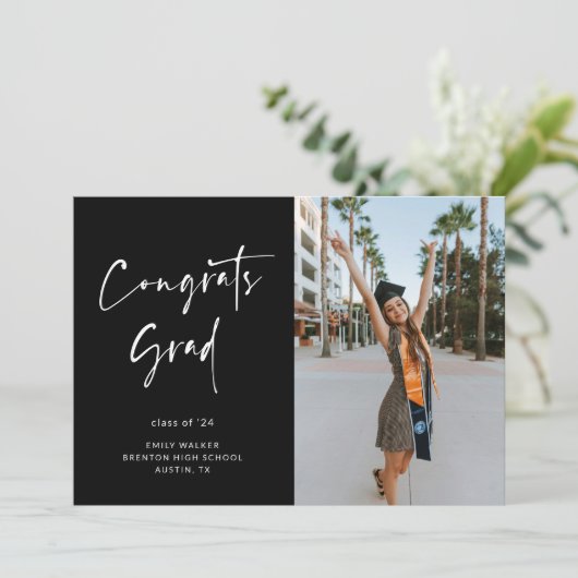 Announccard für handgeschriebene Skript-Abschluss Ankündigung (Stehend Vorderseite)