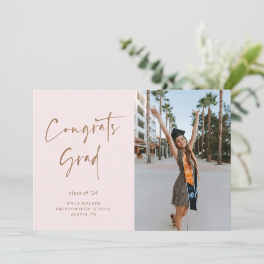 Announccard für handgeschriebene Skript-Abschluss Ankündigung (Stehend Vorderseite)