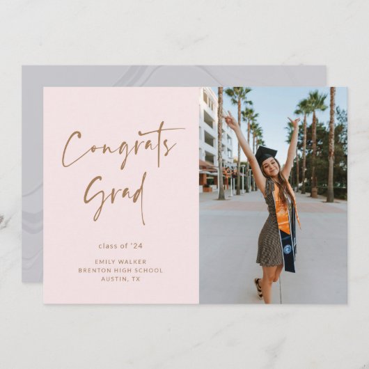 Announccard für handgeschriebene Skript-Abschluss Ankündigung (Vorne/Hinten)