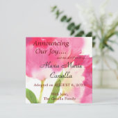Announccard Pink Tulip Adoption Ankündigung (Stehend Vorderseite)