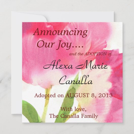 Announccard Pink Tulip Adoption Ankündigung (Vorderseite)