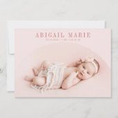 Announccard Rosa Arch Frame Birth Ankündigung (Vorderseite)