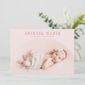 Announccard Rosa Arch Frame Birth Ankündigung (Stehend Vorderseite)