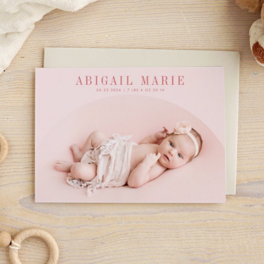 Announccard Rosa Arch Frame Birth Ankündigung