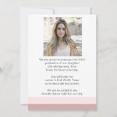 Announccard Rosa Linear Foto Abschluss Einladung (Rückseite)