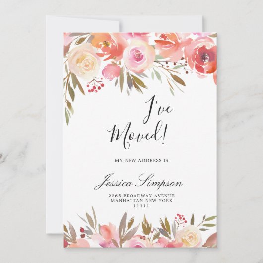 Announcement Cards für Sweet Blush Floral Moving Ankündigung (Vorderseite)