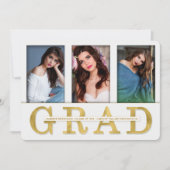 ANNOUNCEMENT-GRADUIERUNG Gold Leaf 3 Foto Einladung (Vorderseite)