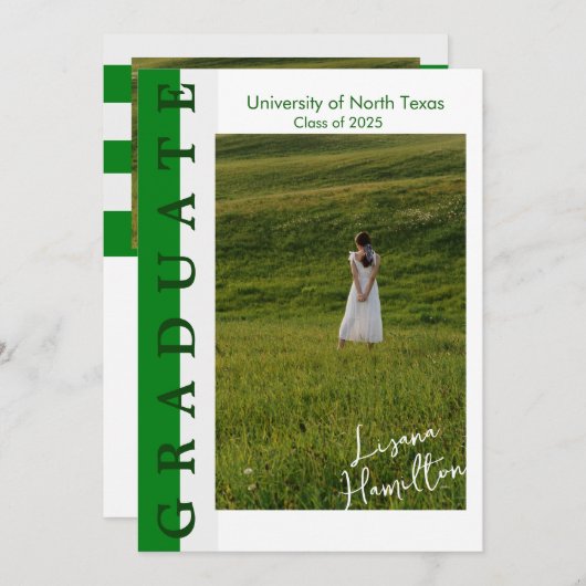 Announcement-Karte für den linearen grünen Abschlu Einladung (Vorne/Hinten)