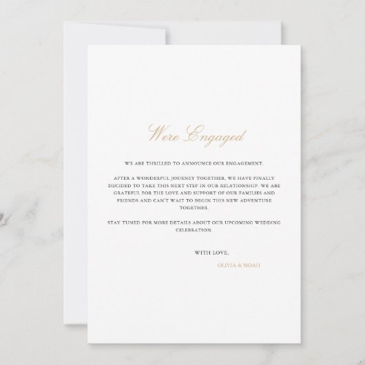 Announcement-Karte für elegante Script-Verlobung Ankündigung (Vorderseite)