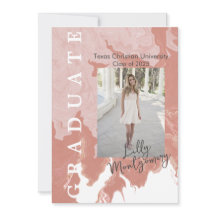 Announcement-Karte für Foto-Abschluss in rosa Marm