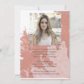 Announcement-Karte für Foto-Abschluss in rosa Marm Einladung (Rückseite)