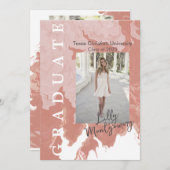 Announcement-Karte für Foto-Abschluss in rosa Marm Einladung (Vorne/Hinten)