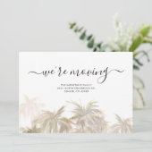 Announcement-Karte für Palm Tree Script Moving Dankeskarte (Stehend Vorderseite)