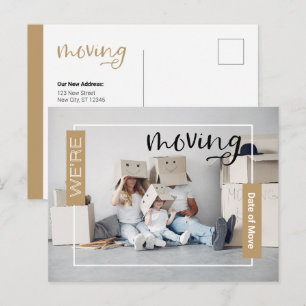 Announcement-Karte zum Verschieben von Gold Custom Postkarte