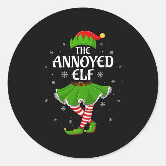 Annoyed Elf Christmas Family Girls Women Elf Squad Runder Aufkleber (Vorderseite)
