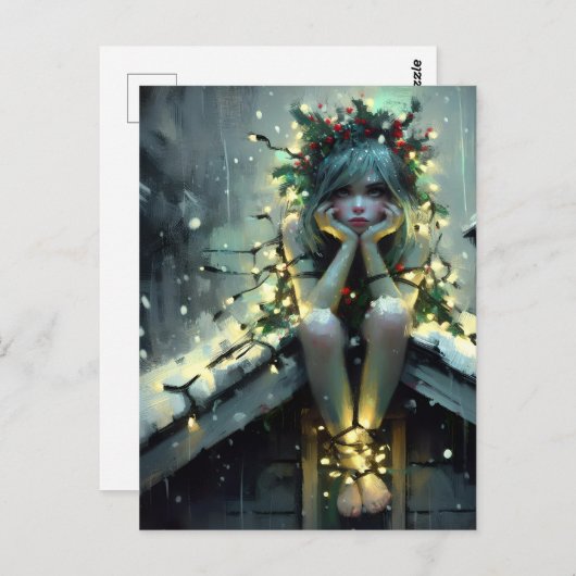 Annoyed Fairy Christmas Lights Postkarte (Vorne/Hinten)