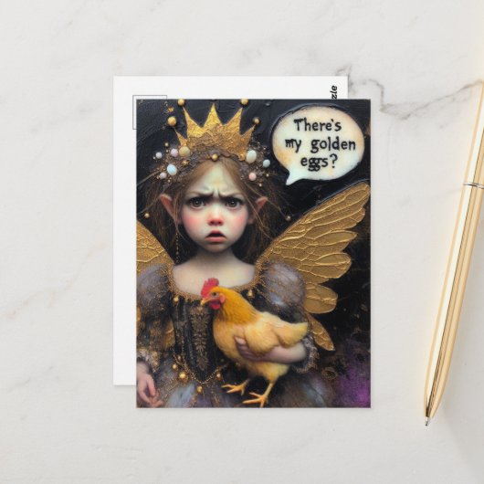 Annoyed Fairy mit Hen Postkarte (Vorderseite/Rückseite Beispiel)