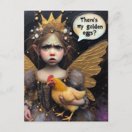 Annoyed Fairy mit Hen Postkarte (Vorderseite)