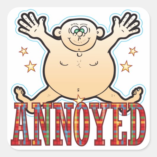 Annoyed Fat Man Quadratischer Aufkleber (Vorderseite)