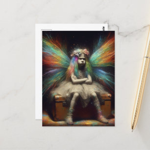 Annoyed Little Fairy sitzend auf einem Vintagen Ko Postkarte