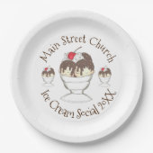 Annual Ice Cream Social Event Hot Fudge Sundae Pappteller (Vorderseite)