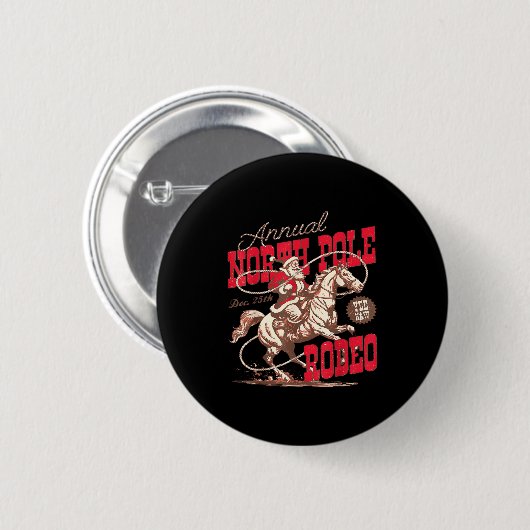 Annual North Le Rodeo Cowboy Santa Howdy Christmas Button (Vorne & Hinten)