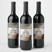 Annual Picnic Nature Feather Family Wiedersehen Weinetikett (Flaschen)