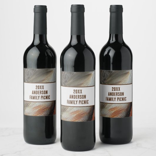 Annual Picnic Nature Feather Family Wiedersehen Weinetikett (Flaschen)
